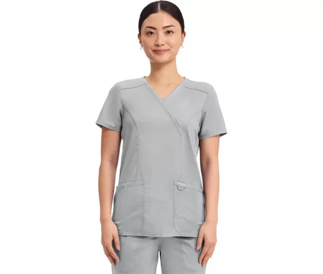 Mock Wrap Top WWE610 Grey Mock Wrap Top WWE610 Grey