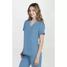 Medicininė palaidinė su apvalia V formos iškirpte CK953A šviesiai mėlyna