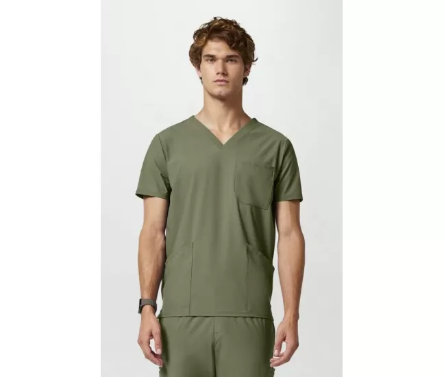 Men's 3-Pocket V-Neck Scrub Top IN651A Olive Men's 3-Pocket V-Neck Scrub Top IN651A Olive