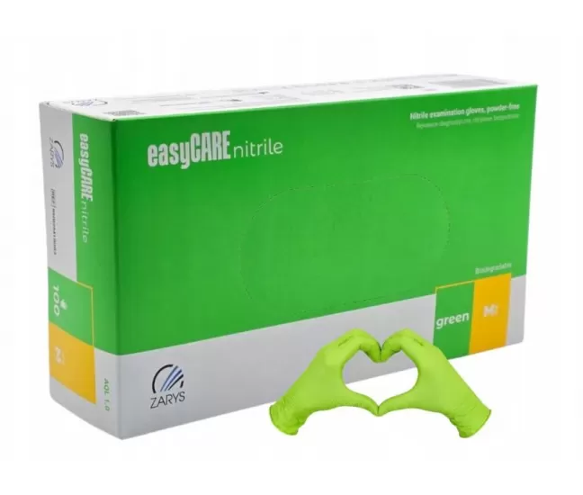 Nitrilinės pirštinės, EasyCARE, žalios, 100 vnt. Nitrilinės pirštinės, EasyCARE, žalios, 100 vnt.