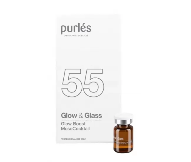 Mezoterapinis kokteilis, Glow Boost, Glow & Glass, 5 x 3ml, Pures 55 Mezoterapinis kokteilis, Glow Boost, Glow & Glass, 5 x 3ml, Pures 55