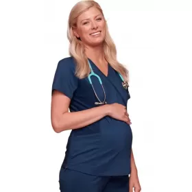 WW Revolution Maternity Mock Wrap Scrub Top WWE688 Navy WW Revolution Maternity Mock Wrap Scrub Top WWE688 Navy