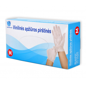 Vinilinės pirštinės, be pudros, nesterilios, 100 vnt. Vinilinės pirštinės, be pudros, nesterilios, 100 vnt.