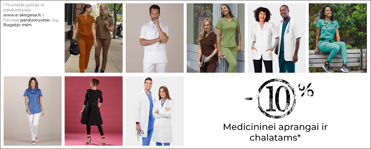 Medicininei aprangai ir chalatams - 10% nuolaida VISĄ RUGSĖJĮ