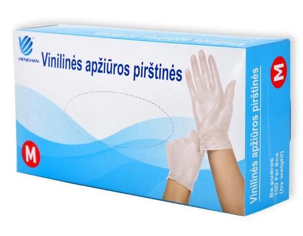 Vinilinės pirštinės XL dydis, be pudros, nesterilios, permatomos, 100 vnt.