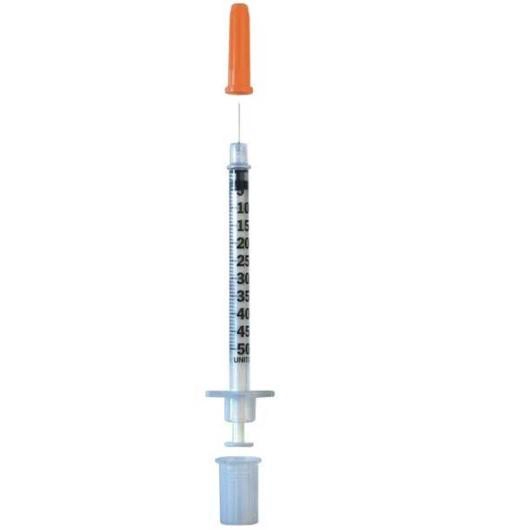 Insulin syringe, 0.5 ml, with fixed needle 29G, 100 pcs Insulin syringe, 0.5 ml, with fixed needle 29G, 100 pcs