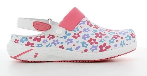 Sintetinės odos medicininės darbinės klumpės DANY, su rožinės spalvos detalėm