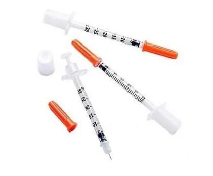 Insulininiai švirkštai su fiksuota adata 30G, sterilūs, 0.3 ml, 100 vnt. Insulininiai švirkštai su fiksuota adata 30G, sterilūs, 0.3 ml, 100 vnt.