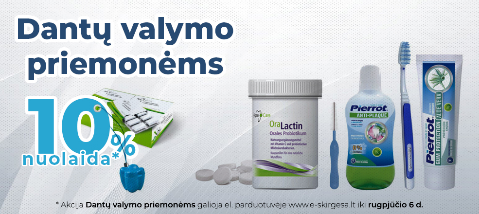 Dantų valymo priemonėms - 10% nuolaida