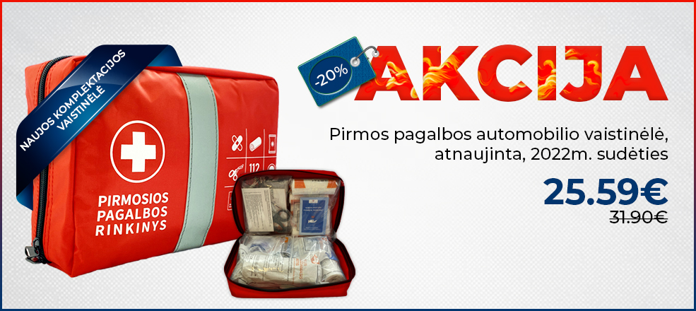 NAUJOS SUDĖTIES pirmos pagalbos VAISTINĖLĖ